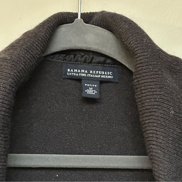 Banana Republic Extra Fine Merino Wool Size Medium Petite Ruffle Shrug Cardigan - Picture 2 of 10